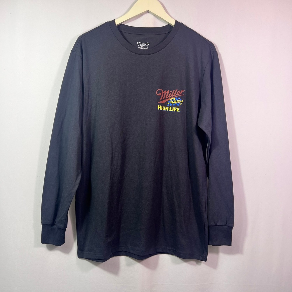 Miller High Life Racing Long Sleeve Shirt Mens Medium Charcoal Grey
